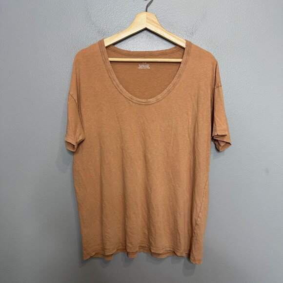 AERIE tan scoop neck oversized short sleeve tee size S - Picture 1 of 6